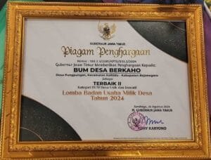 BUM Desa Berkaho Pungpungan-Bojonegoro Raih Penghargaan Terbaik Kedua Tingkat Jatim