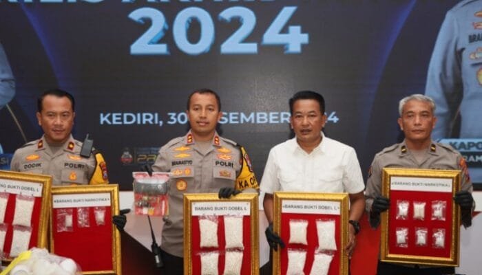 Gelar Rilis Tahun 2024, Polres Kediri Kota Ungkap Puluhan Kasus Narkoba dan Ratusan Kasus Kriminalitas