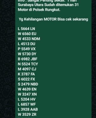 Beredar Kembali Hoax Polsek Rungkut Temukan Puluhan Motor Curian