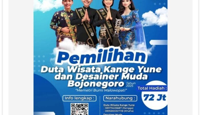 Resmi Dibuka, Pendaftaran Pemilihan Duta Wisata Kange Yune dan Desainer Muda Bojonegoro Tahun 2025