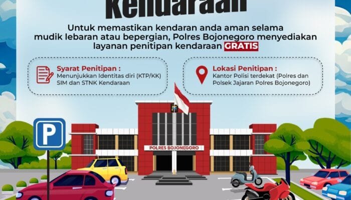 Mudik Tenang, Polres Bojonegoro Siapkan Pelayanan Penitipan Kendaraan Gratis