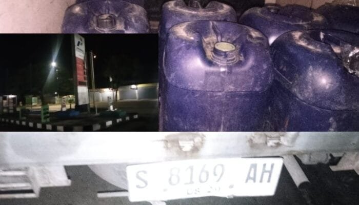 Mobil Box Angkut Jerigen Pertalite di SPBU Sraturejo Bojonegoro