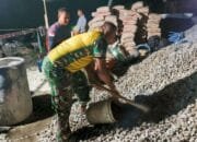 Check Dam Dikebut Satgas TMMD 125, Warga Soko Gotong Royong hingga Larut Malam