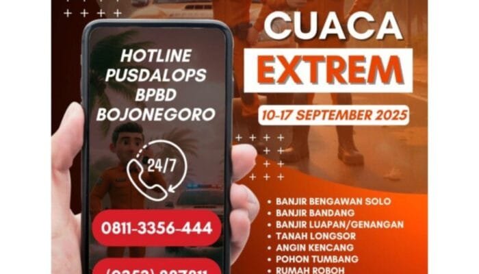 Hujan Lebat dan Angin Puting Beliung Terancam Terjadi di Bojonegoro, Ini Himbauan BPBD