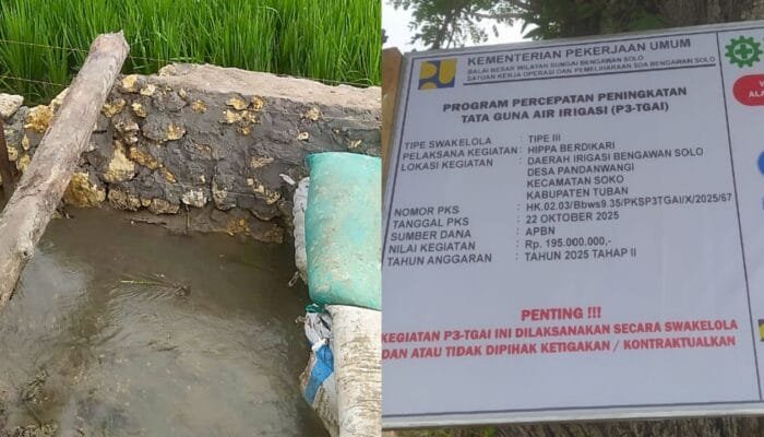 Pekerjaan Irigasi di Tuban Asal-asalan, Warga Minta BBWS Turun Tangan