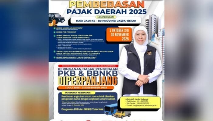Kabar Gembira, Pajak Kendaraan Jatim 2025 Banyak yang Dibebaskan