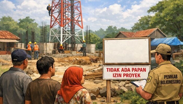 Tower di Desa Jari Bojonegoro Disorot, Tak Ada Papan Izin