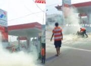 Motor Terbakar di SPBU Ciledug Tangerang, Pemilik Diduga Kabur Tinggalkan Api Berkobar