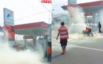Motor Terbakar di SPBU Ciledug Tangerang, Pemilik Diduga Kabur Tinggalkan Api Berkobar
