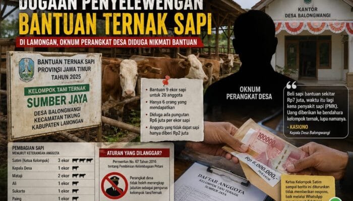 Dugaan Penyimpangan Bantuan Sapi Muncul di Lamongan, Kades Ikut Terima