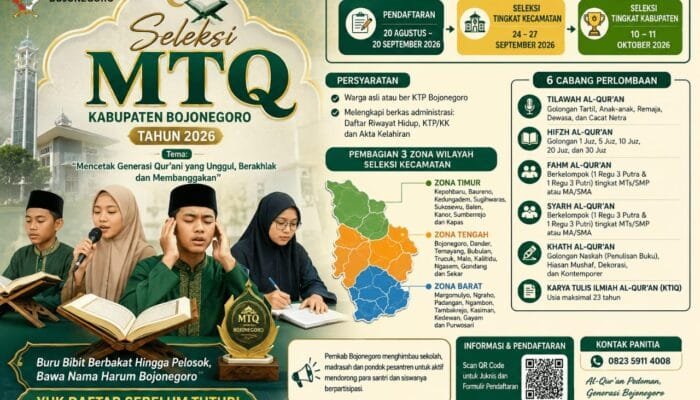 Ajang Pembuktian Talenta Muda, Pemkab Bojonegoro Resmi Buka Pendaftaran MTQ 2026