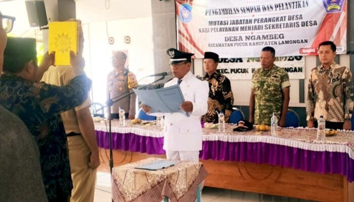 Momen Khidmat di Pucuk Lamongan: Basori S.T Resmi Sumpah Bagus Suparmanto Jadi Sekdes Ngambek
