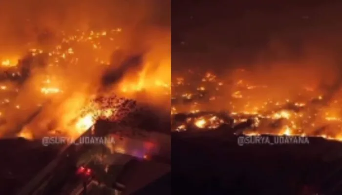 Viral Kebakaran Legian Badung Bali, Asap Tebal Membumbung dari Gudang