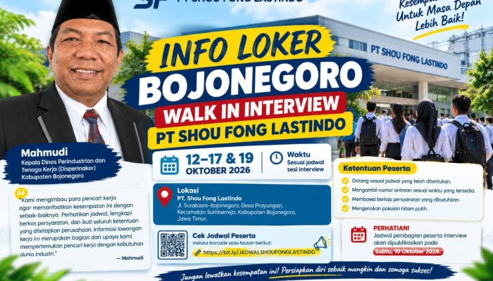 Info Loker Bojonegoro Terbaru, PT Shou Fong Lastindo Gelar Interview hingga 19 Oktober